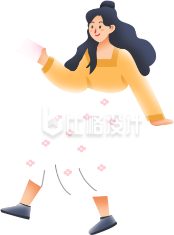 黄色手绘风可爱女孩插画妇女节