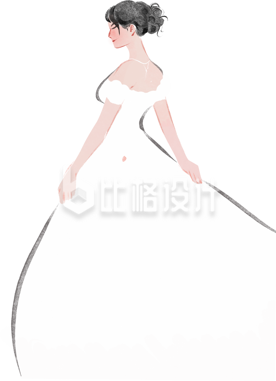 白色手绘风简约女生妇女节插画