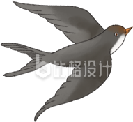 灰色手绘风燕子插画