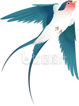 蓝色手绘风燕子插画春天