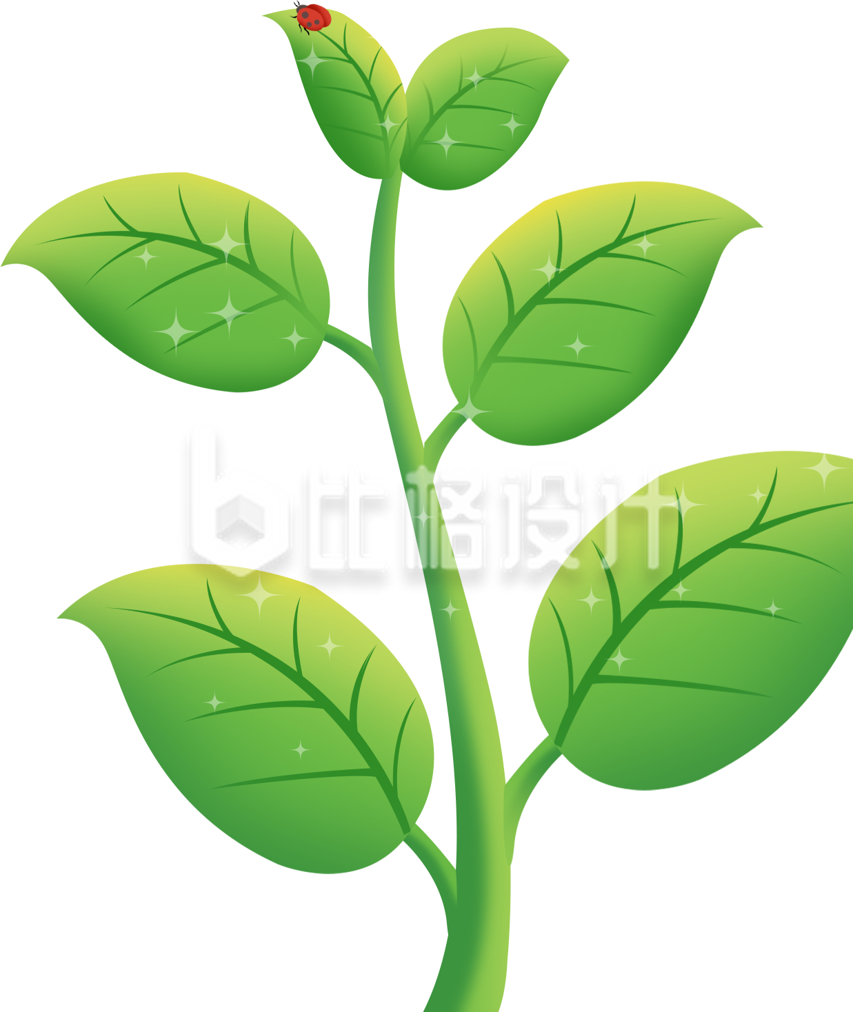 绿色清新小树苗插画植树节春天