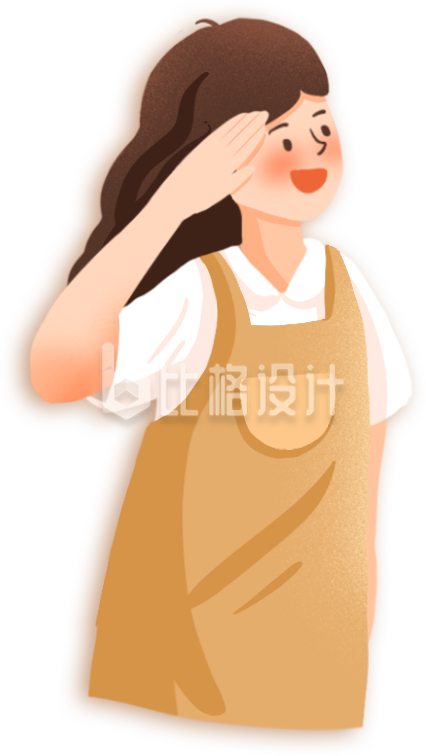 黄色手绘女孩插画国庆节雷锋节