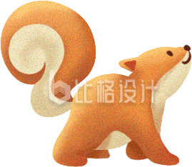 黄色手绘风松鼠插画
