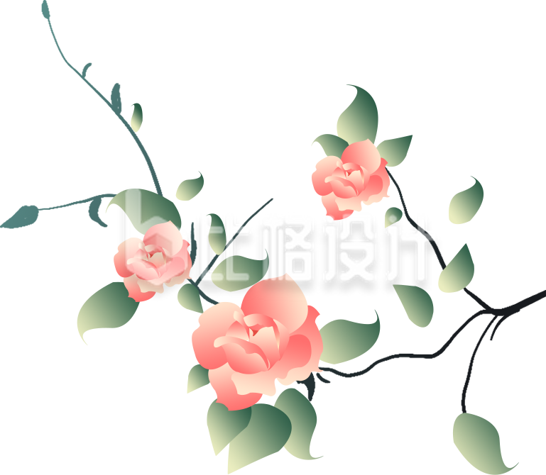 绿色清新树枝花朵插画植树节
