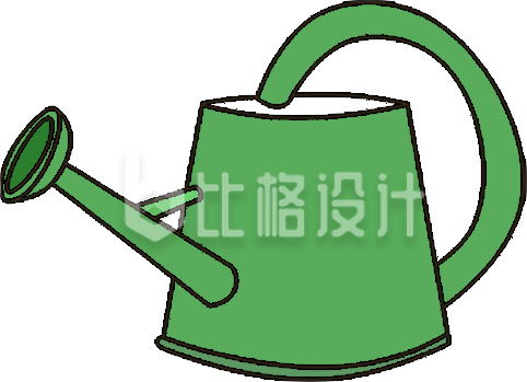 绿色手绘风浇水壶插画植树节