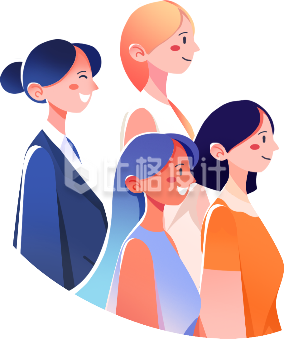 蓝色可爱扁平手绘女孩插画妇女节学生