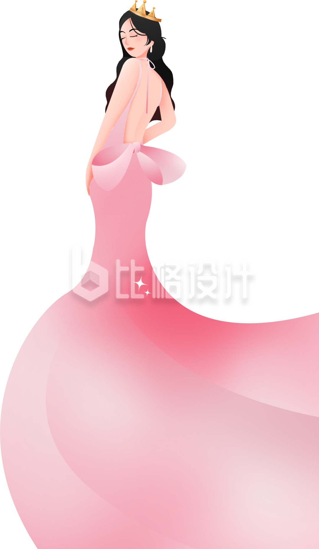 粉色手绘风妇女节人物插画