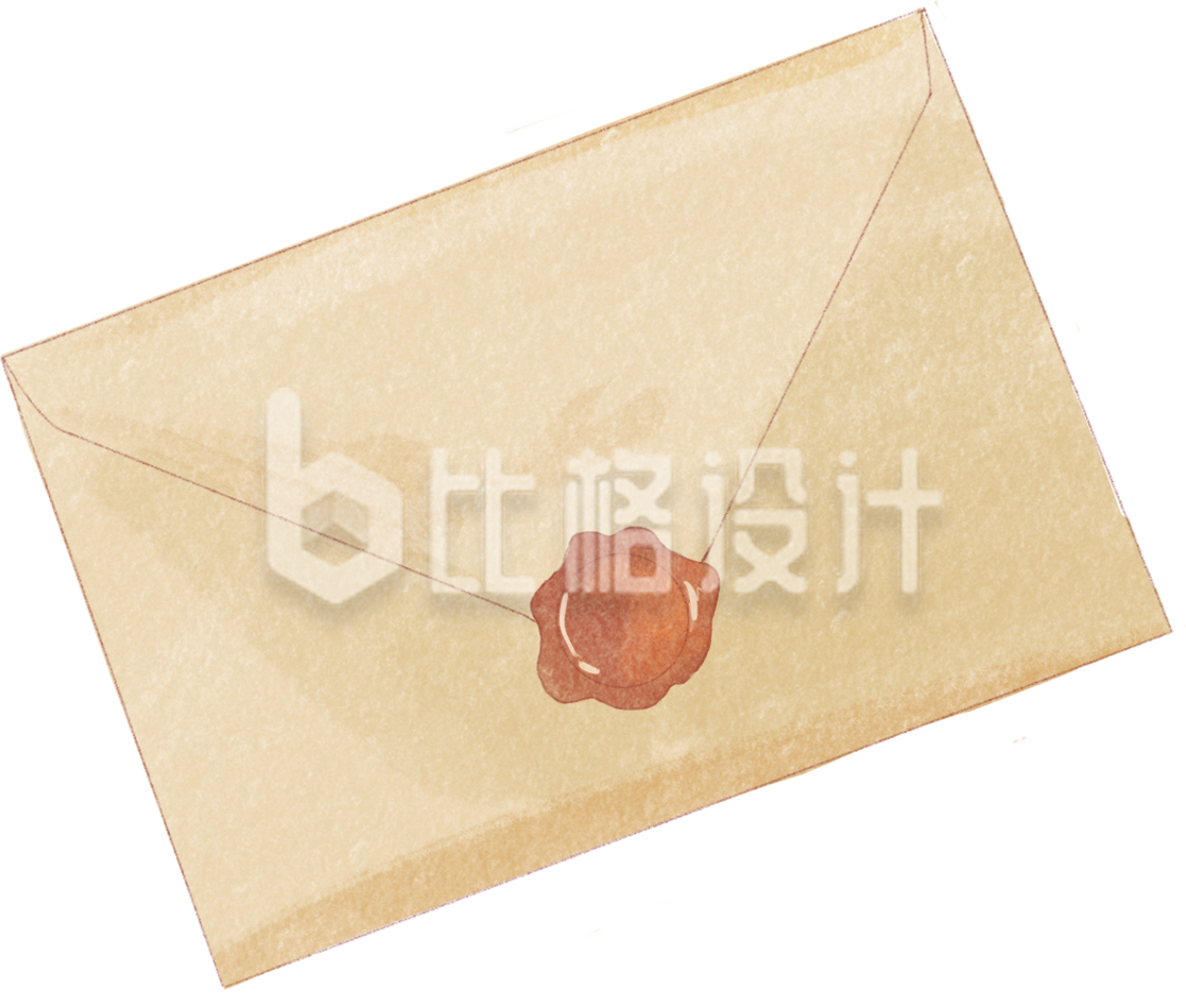 黄色复古做旧信封感谢信邀请函插画