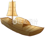 棕色手绘风帆船插画