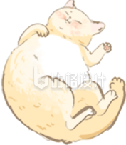 黄色手绘风可爱猫咪宠物插画
