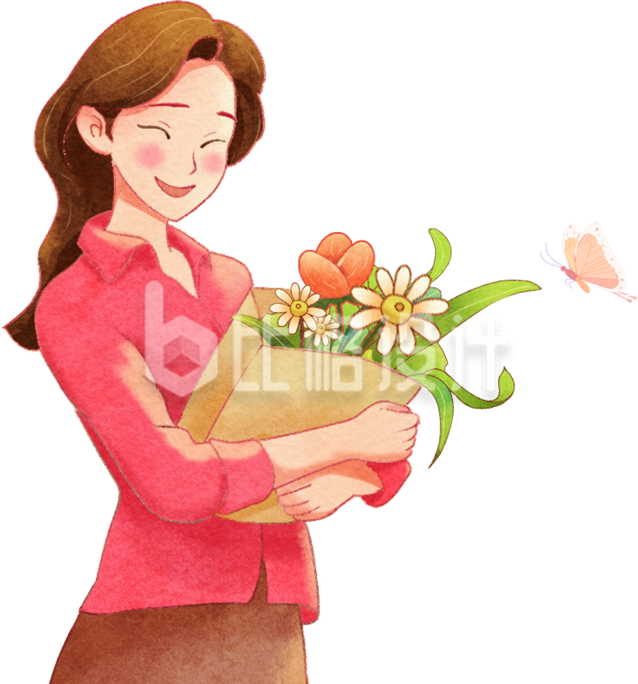 红色手绘风妇女节母亲节教师教插画