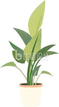 绿色手绘风盆栽绿植插画