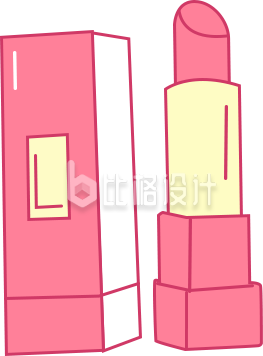 粉色扁平风化妆口红插画