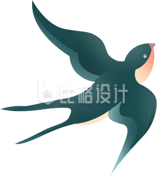 绿色手绘风燕子春天插画