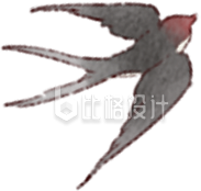 灰色水墨风燕子插画春分春季春天
