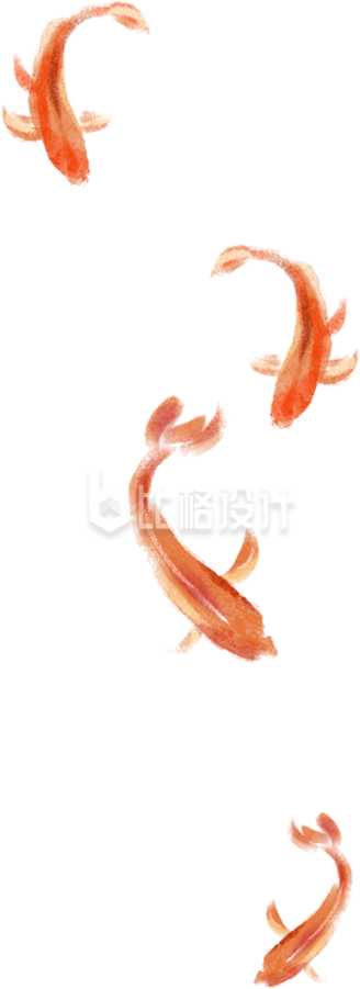 黄色手绘风小鱼锦鲤好运插画