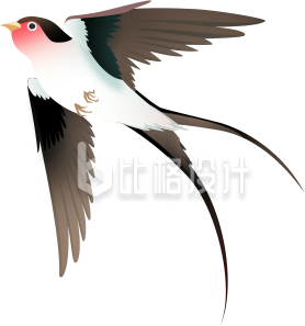 黑色手绘风燕子插画春季