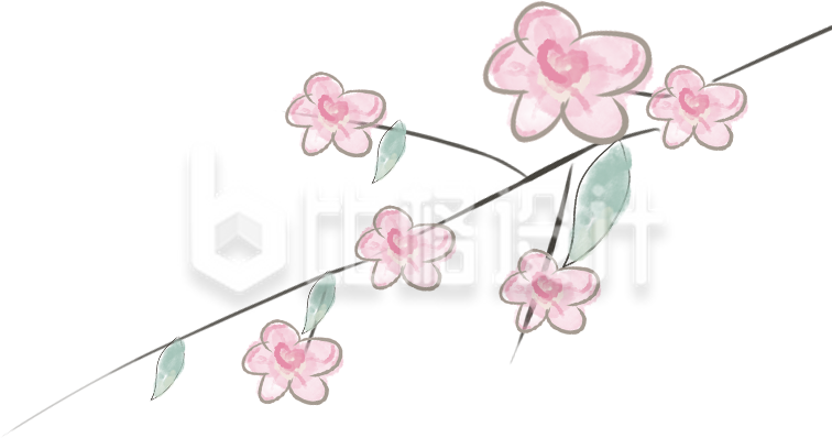 粉色水彩风树枝花朵插画