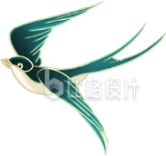 绿色手绘风燕子插画春天立春