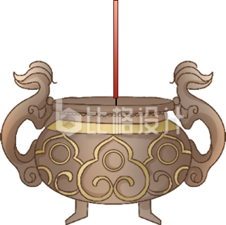 黄色手绘风香炉插画