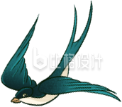 绿色手绘风燕子插画春天立春