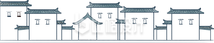蓝色简约手绘建筑房屋插画