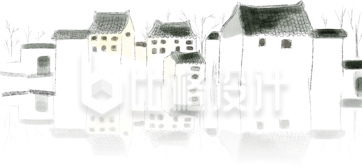 灰色手绘风房屋建筑插画