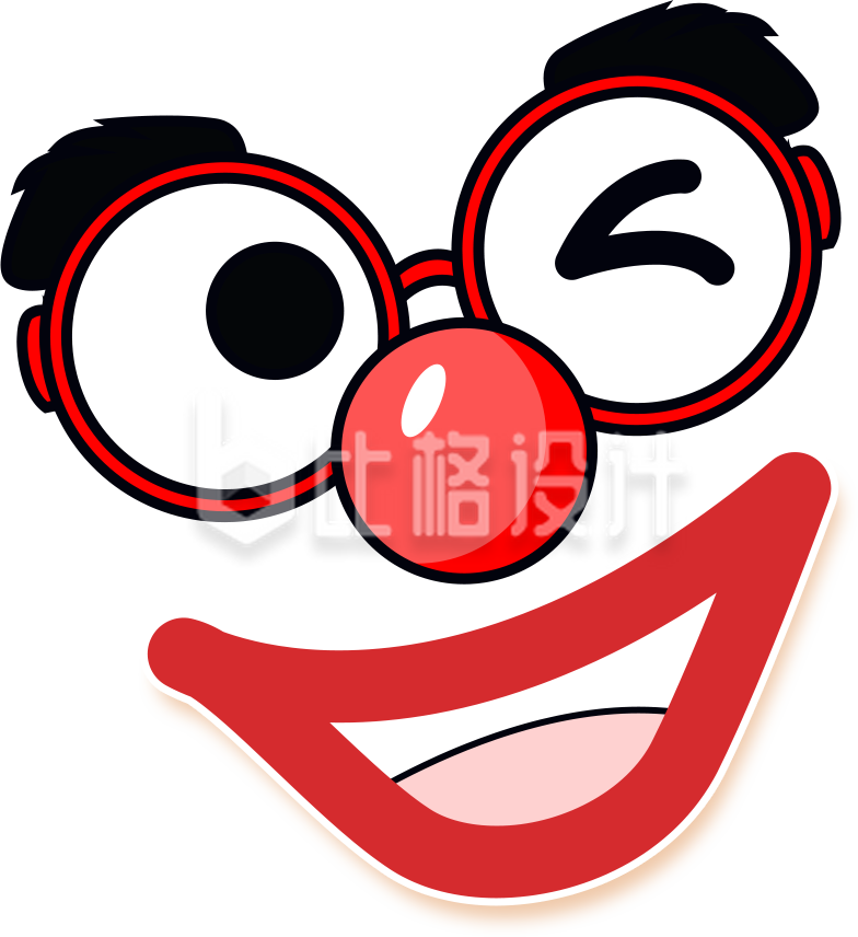 红色卡通小丑表情愚人节插画