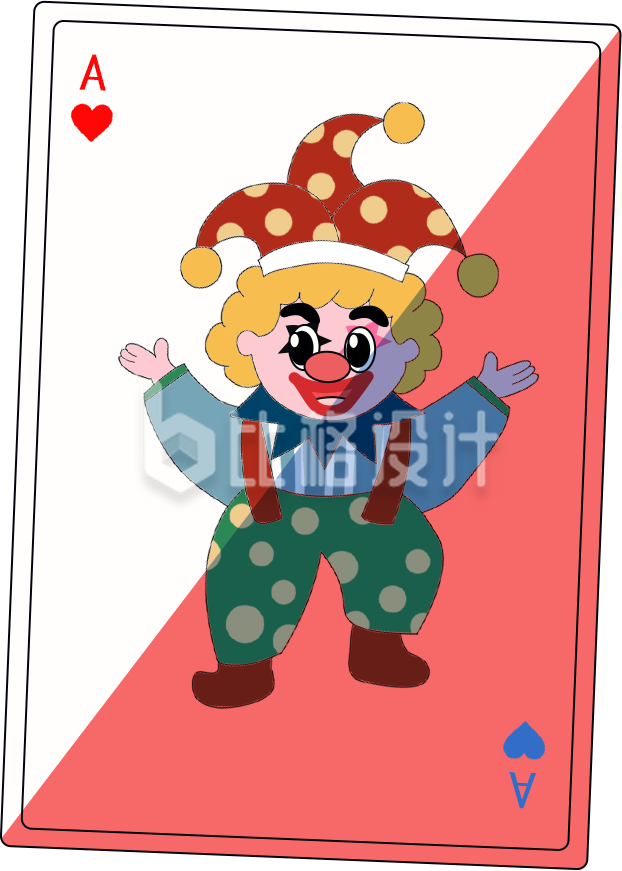 红色手绘风扑克牌愚人节插画
