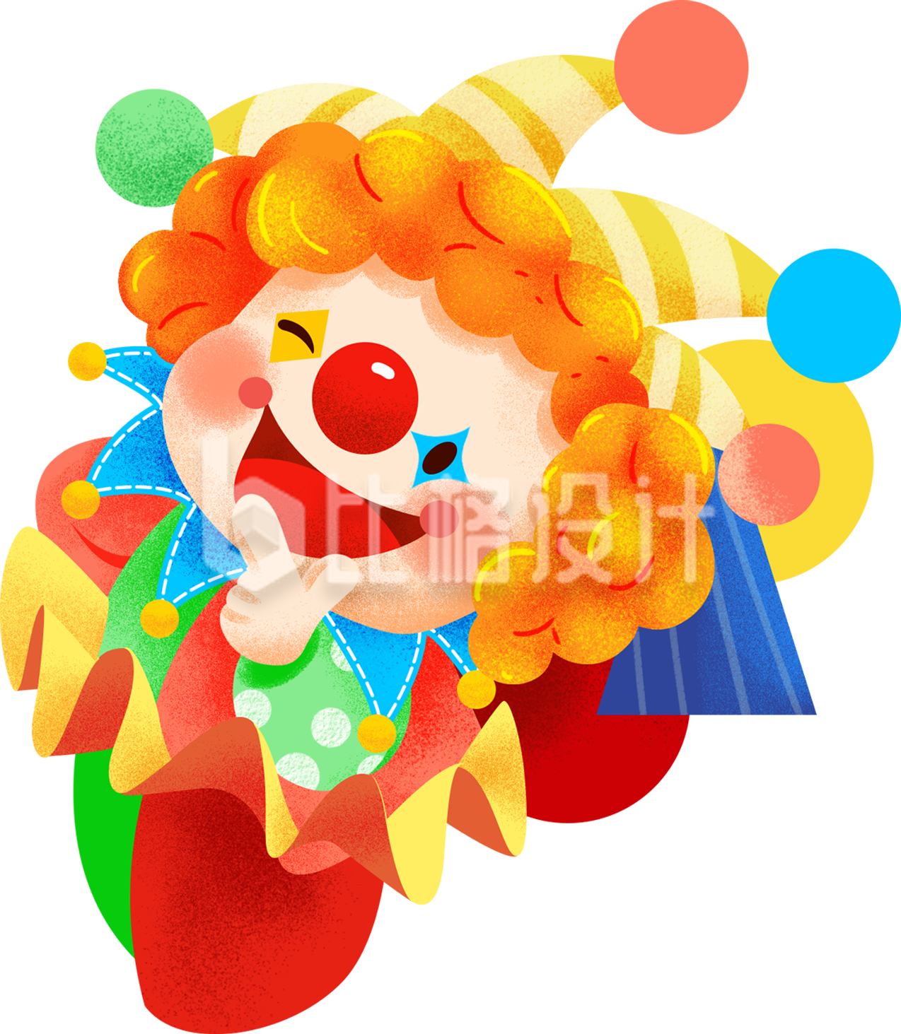 黄色手绘风愚人节小丑插画