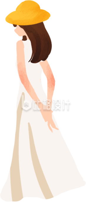 白色简约风女孩插画