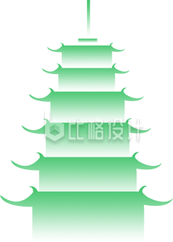 绿色简约风建筑塔插画
