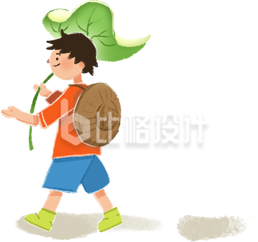 橙色手绘风可爱男孩人物插画
