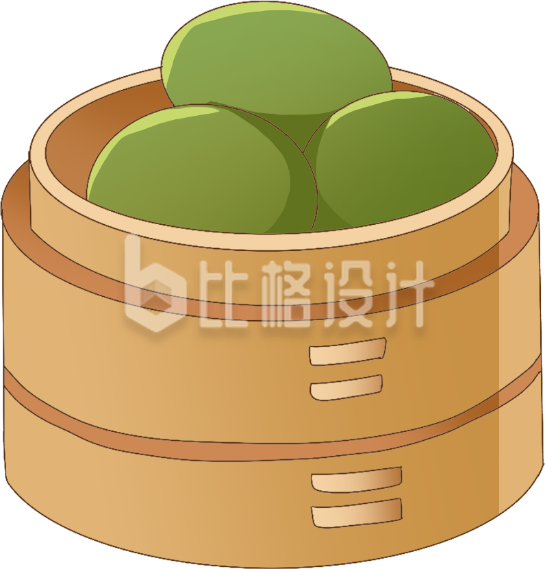 绿色手绘风传统小吃青团清明节插画