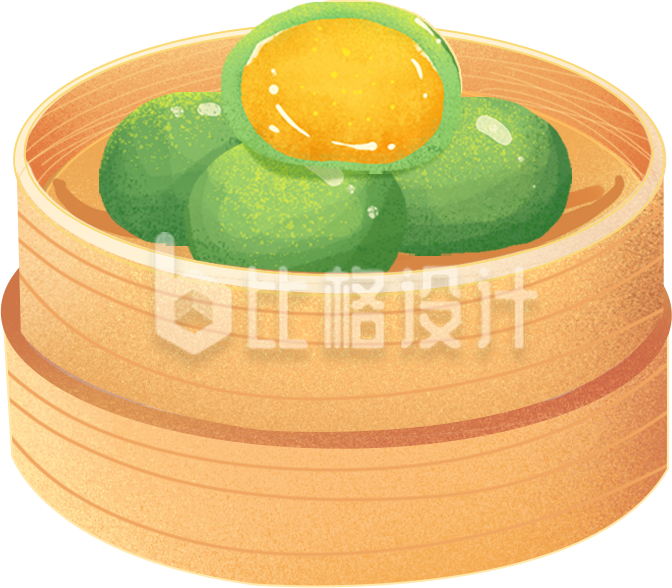 绿色手绘风青团插画清明节传统小吃 绿色手绘风青团插画清明节传统小吃