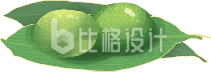 绿色手绘风传统小吃青团清明节插画
