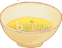 黄色手绘风喝茶手绘