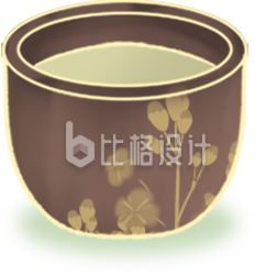 棕色手绘风插画茶杯茶具下午茶养生