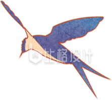 蓝色手绘风燕子插画春天