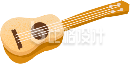 黄色手绘风乐器吉他插画