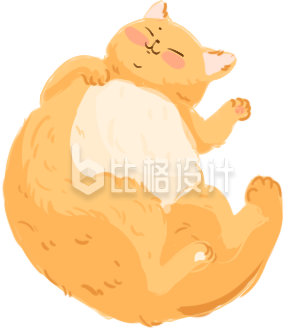 黄色手绘风萌宠猫咪插画