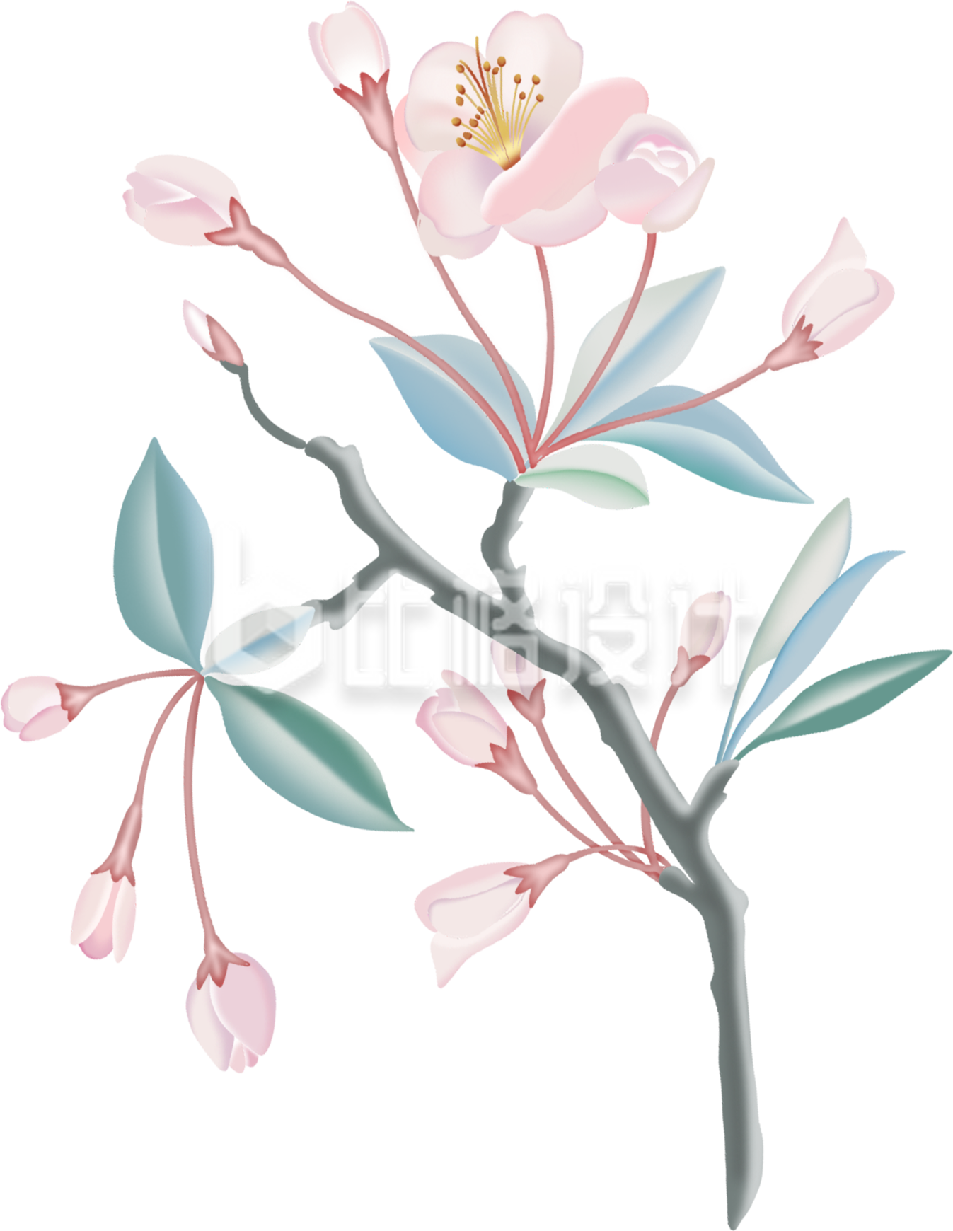 粉色手绘风花朵插画