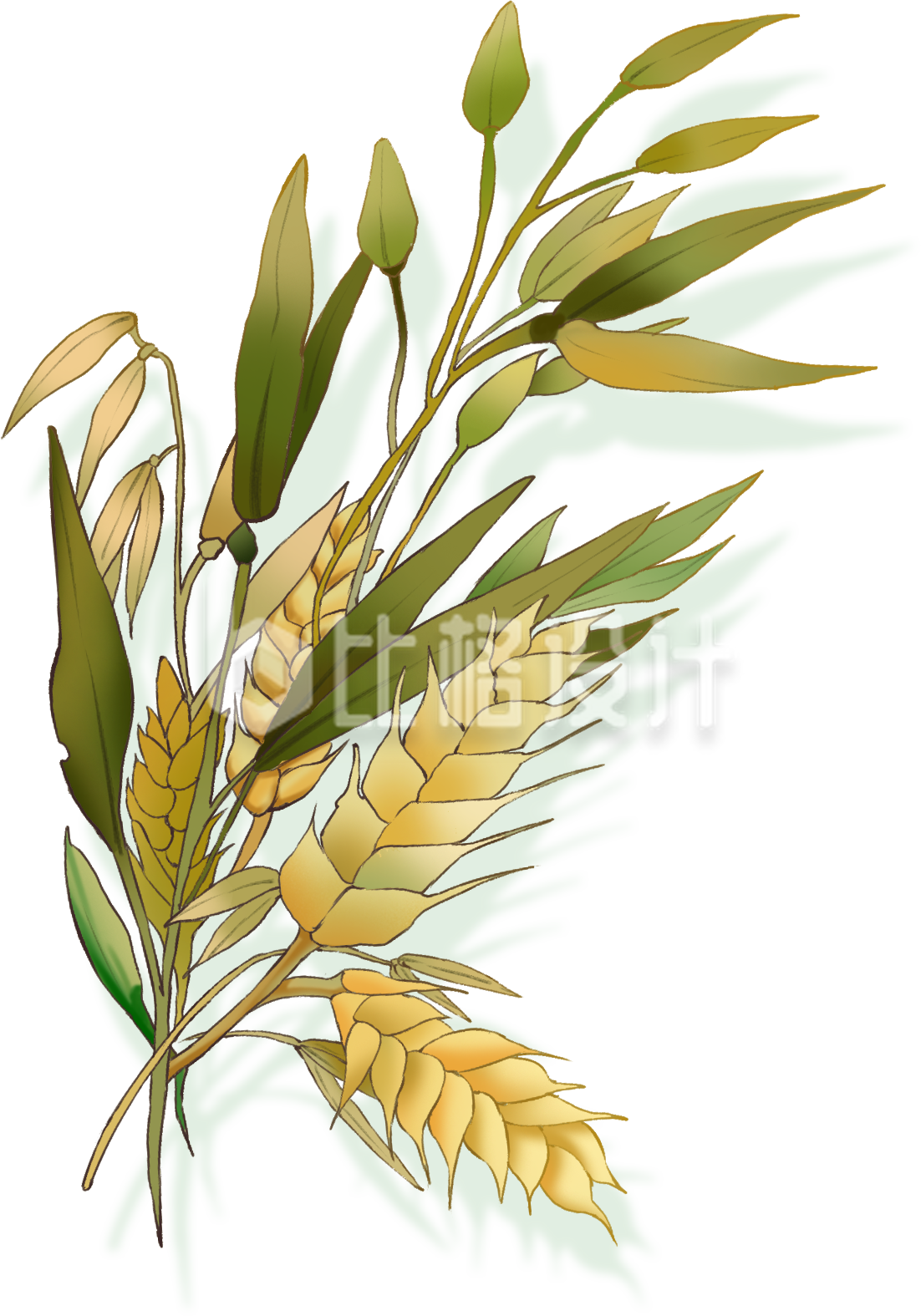 黄色手绘风麦穗插画丰收节秋季