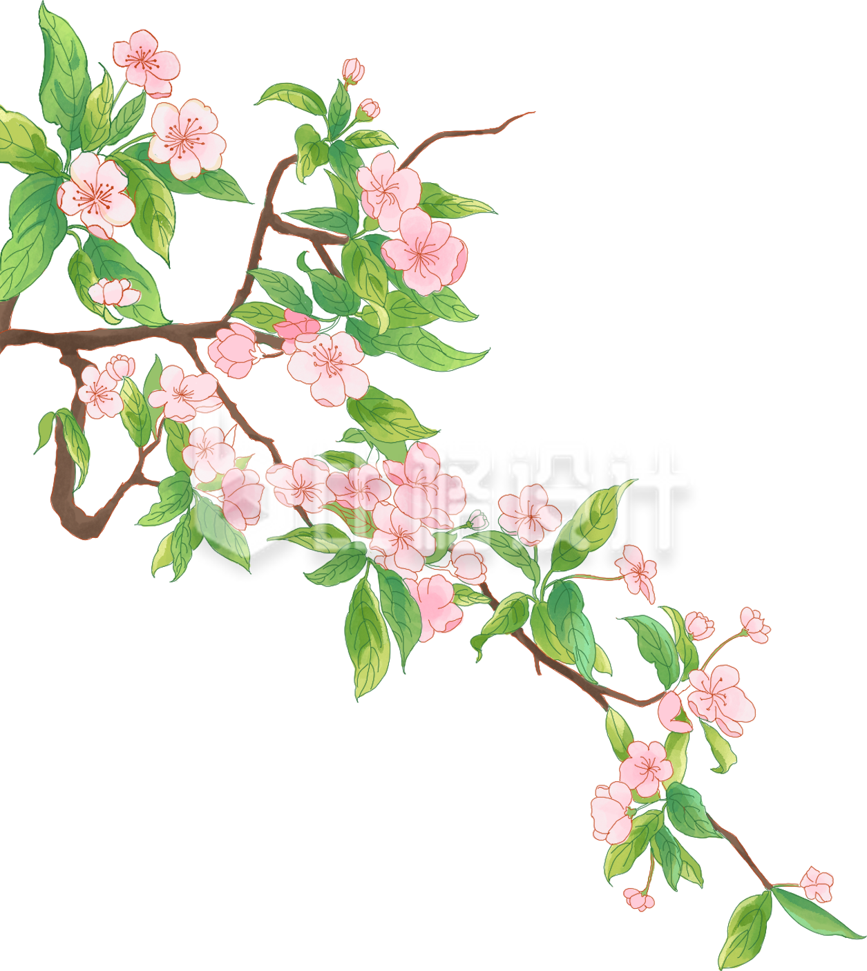 绿色手绘风树枝插画春天立春春分 绿色手绘风树枝插画春天立春春分