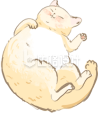黄色手绘风猫咪插画