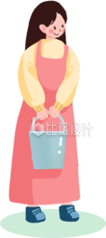 粉色手绘风女孩插画