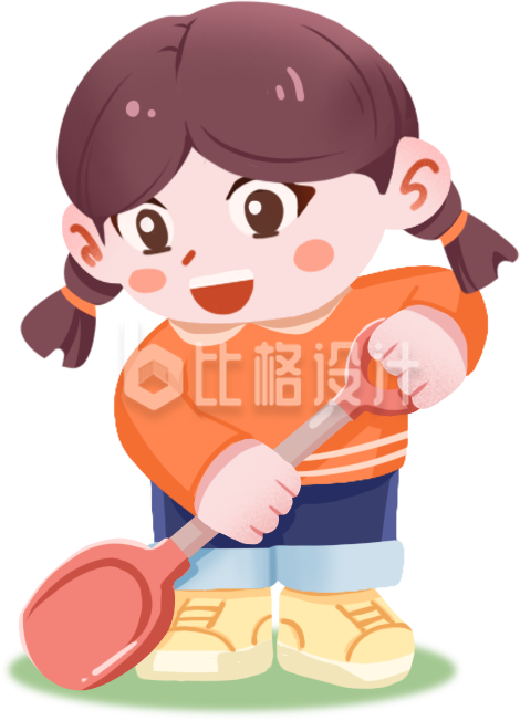 黄色手绘风女孩插画植树节劳动节