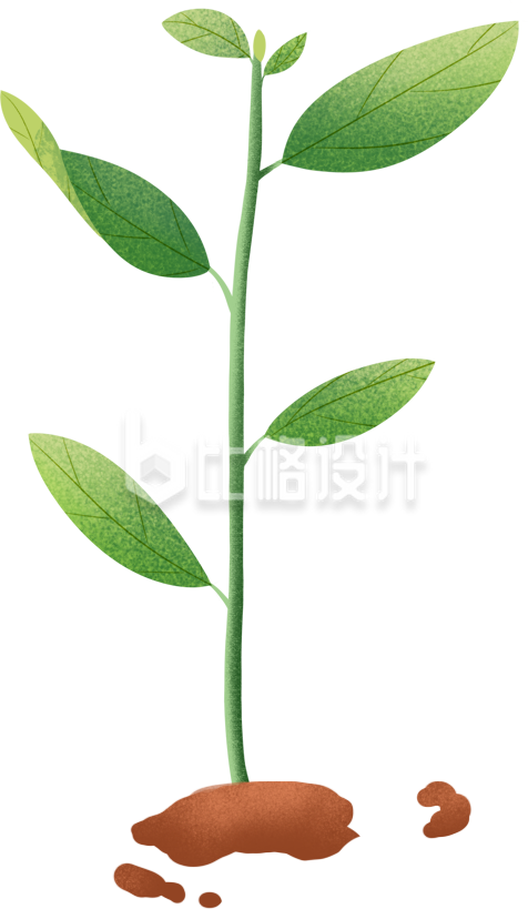 绿色手绘风树苗植树节插画