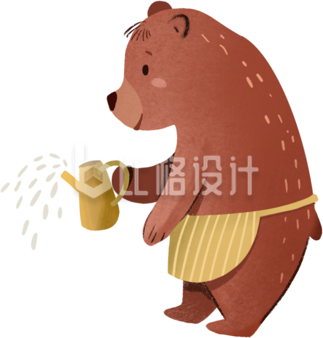 棕色手绘风棕熊插画