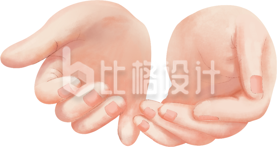 粉色手绘风手势插画